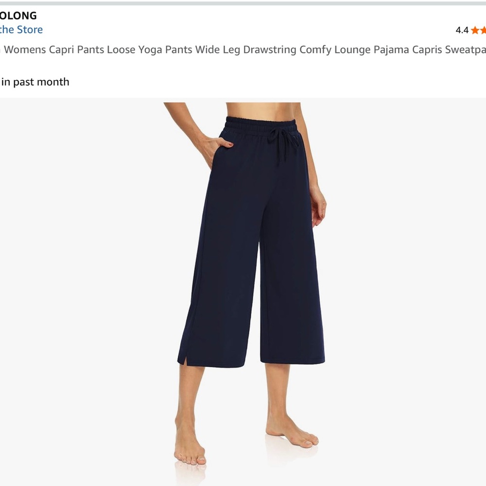 Comfy Navy Wide-Leg Capri Pants